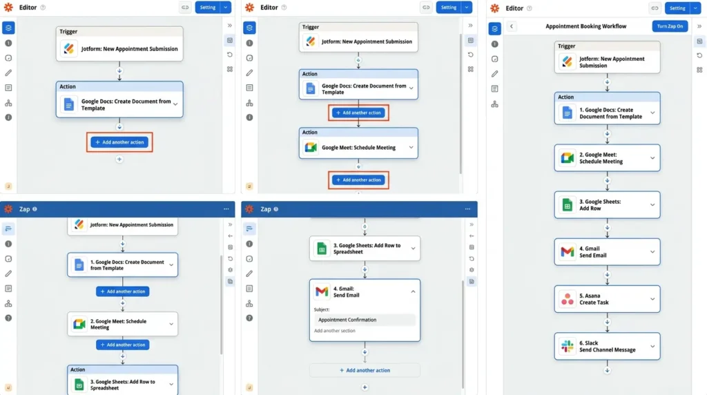 How to Connect Jotform Appointments to Zapier and Automate Everything Chaining Multiple Actions in One Zap