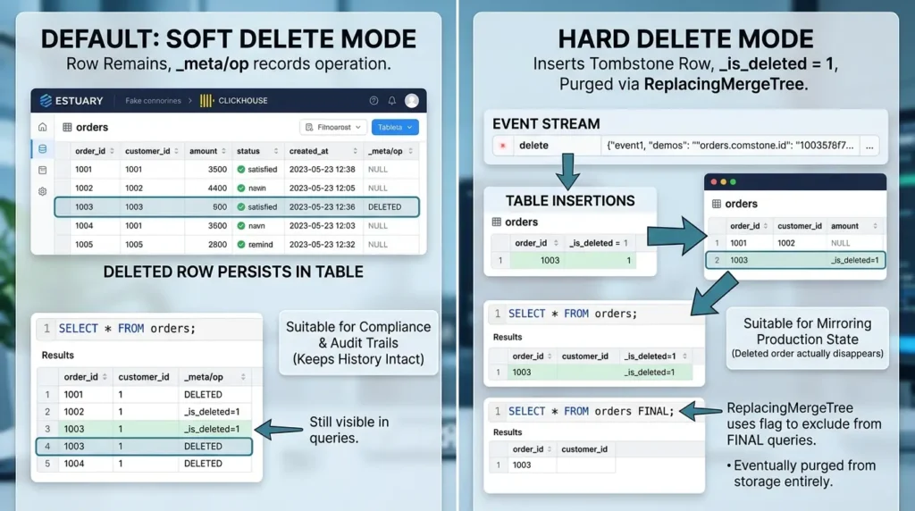 ClickHouse connector soft vs hard 