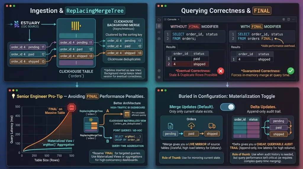 ClickHouse updates ReplacingMergetree
