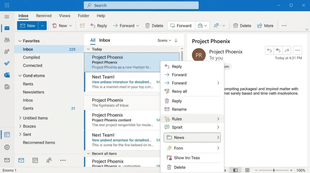 Create email rule to folder