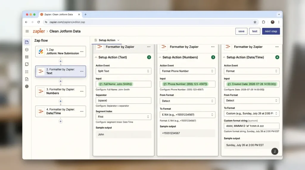 How to Connect Jotform Appointments to Zapier and Automate Everything Data cleaning tricks using Formattter