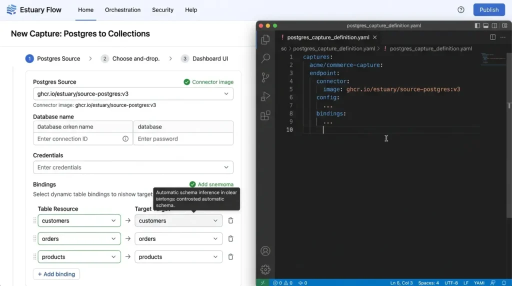 Estuary pipeline definition YAML