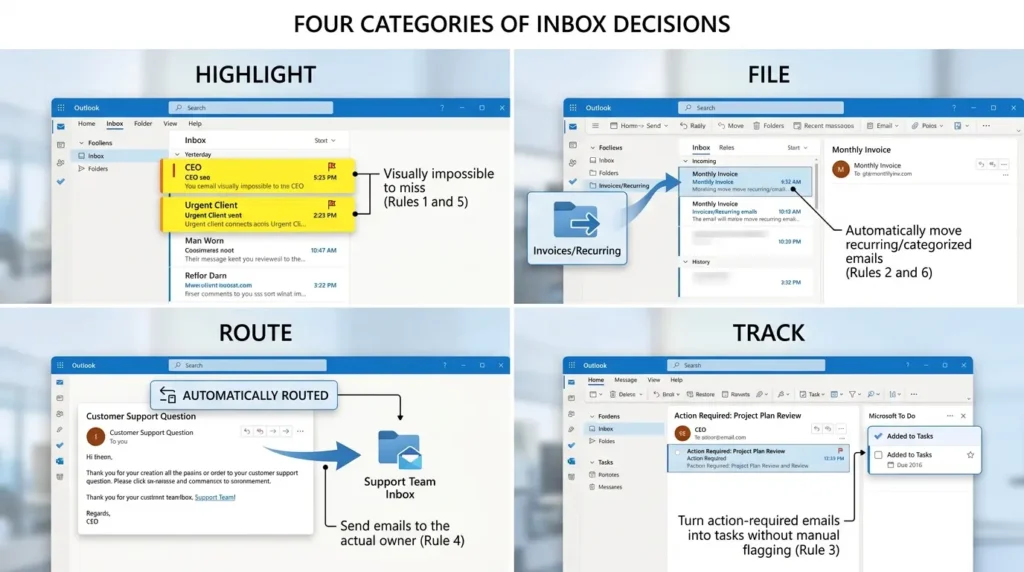 Four categories of inbox decisions