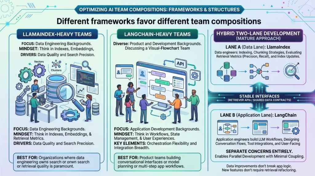 LlamaIndex vs. LangChain: How to Choose, Combine, and Evaluate Them in Production RAG Frameworks favor team compositions