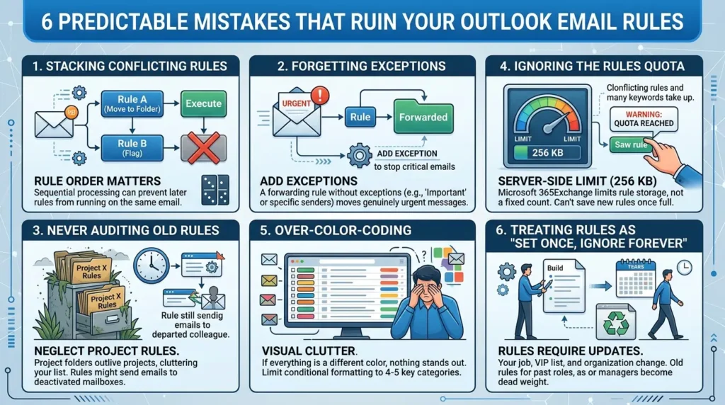 Predictable rule mistakes in outlook 