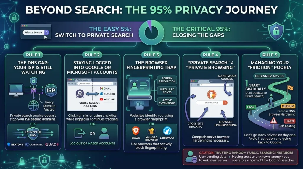 Private Search Engines Compared: Why Switching Alone Won't Save Your Privacy Privacy pitfalls and solutions