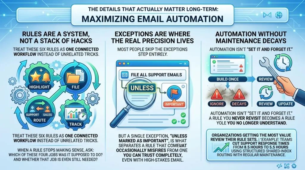 Rules, exceptions, and automation