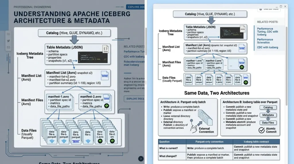 Apache Iceberg vs Parquet: What’s the Difference and When Should You Use Each? Apache Iceberg metadata layer