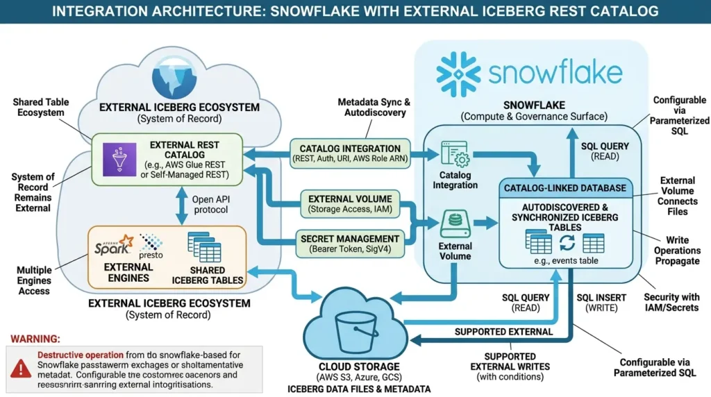 Configuring Snowflake external REST catalog