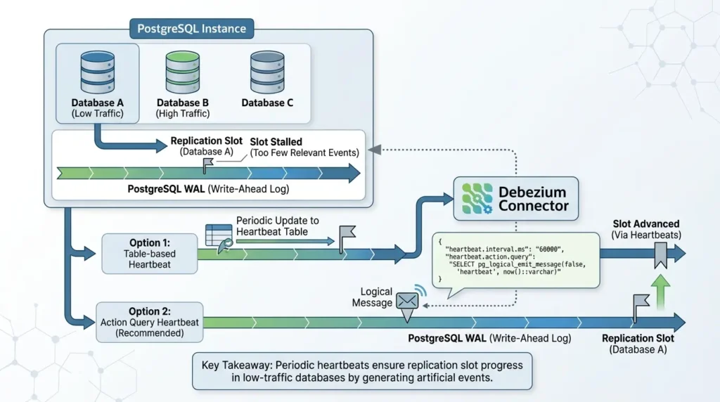 Postgres CDC in Production: Handling Failover, Retries, and Duplicates Configuring database connector heartbeats