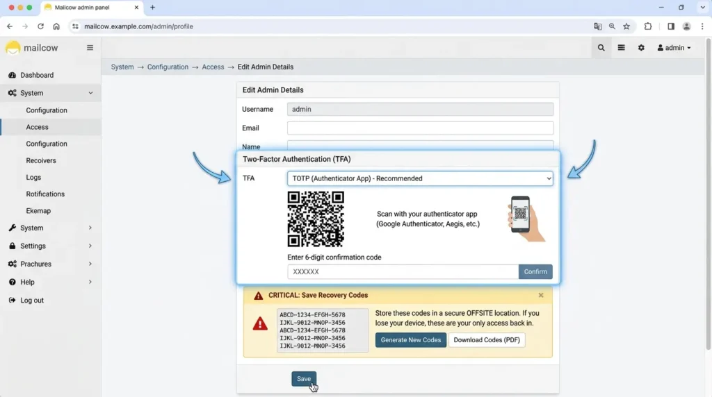 How to Build a Self-Hosted Email Server With Mailcow (Without Landing in Spam) Configuring two-factor authentification