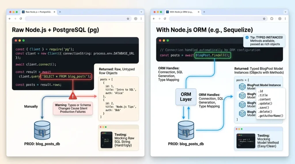What Is an ORM? A Practical Guide for Developers Who Actually Ship Code Fetching blog posts without ORM