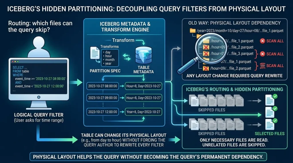 Iceberg table partitioning and routing