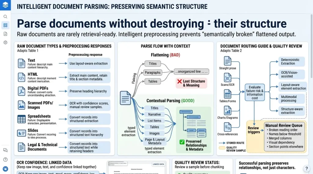 Parse documents without destroying