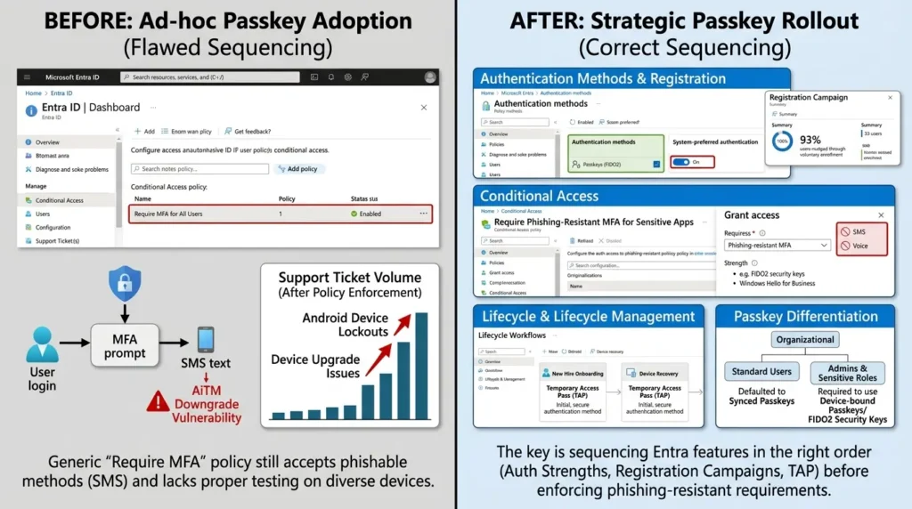 5 Microsoft Entra Passkey Mistakes That Quietly Undermine Your Security Passkey rollout sequencing strategy