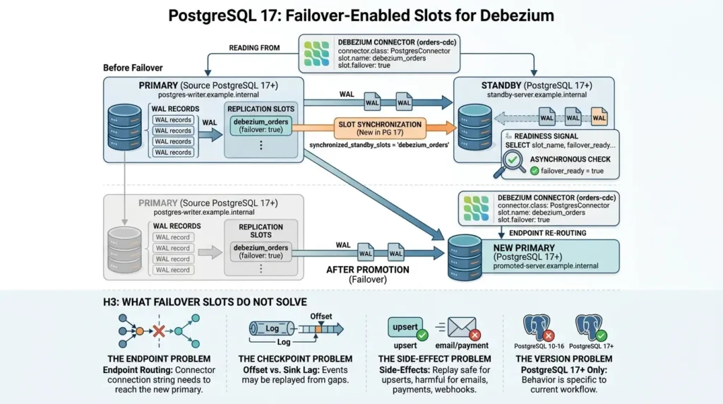 Postgres CDC in Production: Handling Failover, Retries, and Duplicates PostgreSQL failover slot configurion