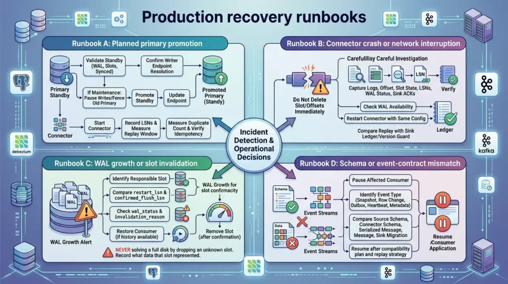Postgres CDC in Production: Handling Failover, Retries, and Duplicates Production recovery runbooks