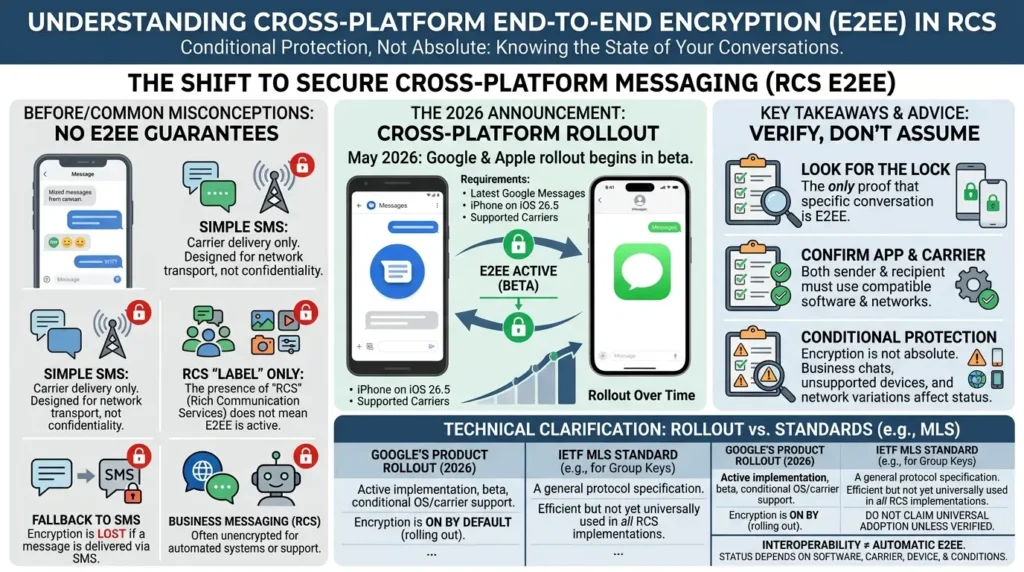 End-to-End Encryption Explained: What E2EE Protects, and What It Doesn’t RCS cross-platform encryption