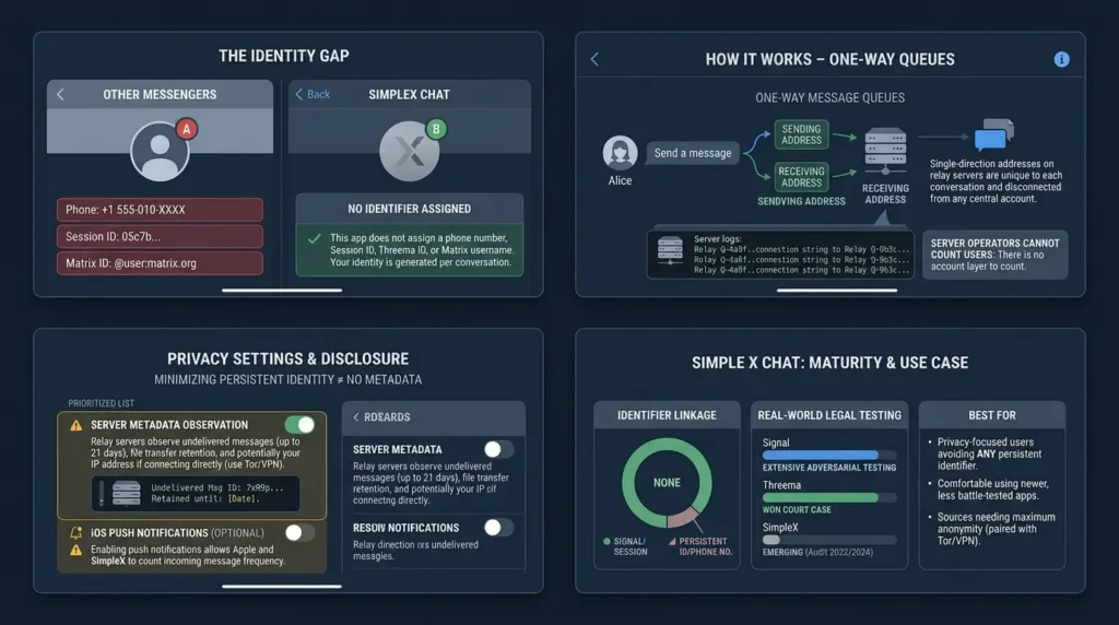 Private Messaging Apps Compared: What Court Records, Audits, and Real-World Risks Show SimpleX Chat privacy and metadata