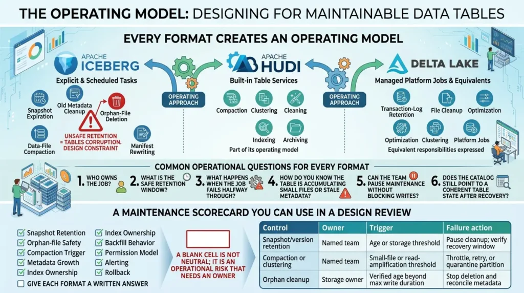 Apache Iceberg vs Delta Lake vs Hudi: Which Table Format Should You Choose? Table maintenance operating