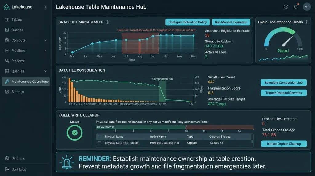 Table maintenance tasks
