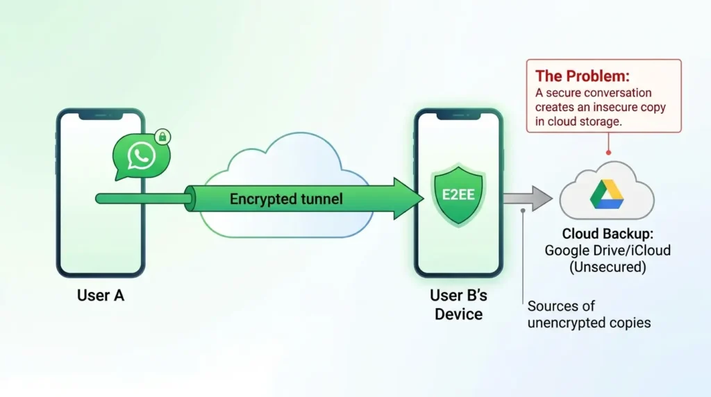 End-to-End Encryption Explained: What E2EE Protects, and What It Doesn’t WhatsApp backup security setting