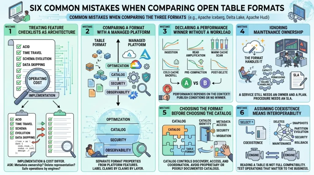Apache Iceberg vs Delta Lake vs Hudi: Which Table Format Should You Choose? data formats mistakes