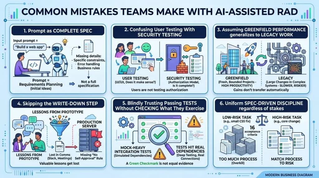 RAD and AI Coding Agents: Why Fast Prototypes Fail at the Cutover AI assisted RAD team mistakes