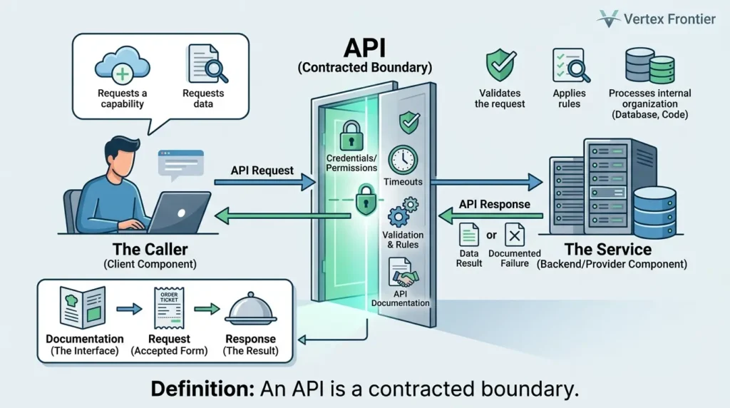 What Is an API? How APIs Work, Types & Real-World Examples API contracted boundary