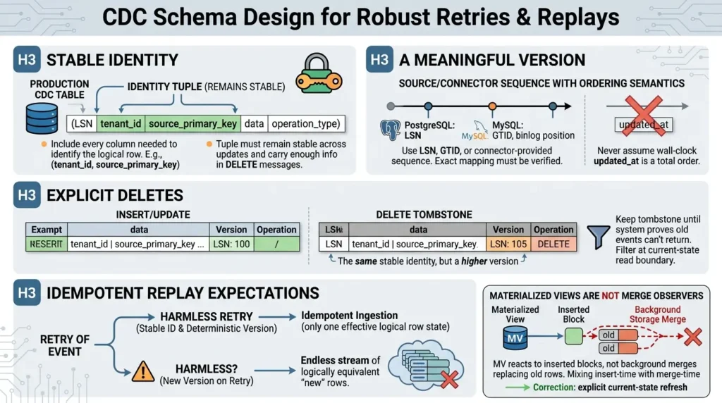 CDC schema design for retries