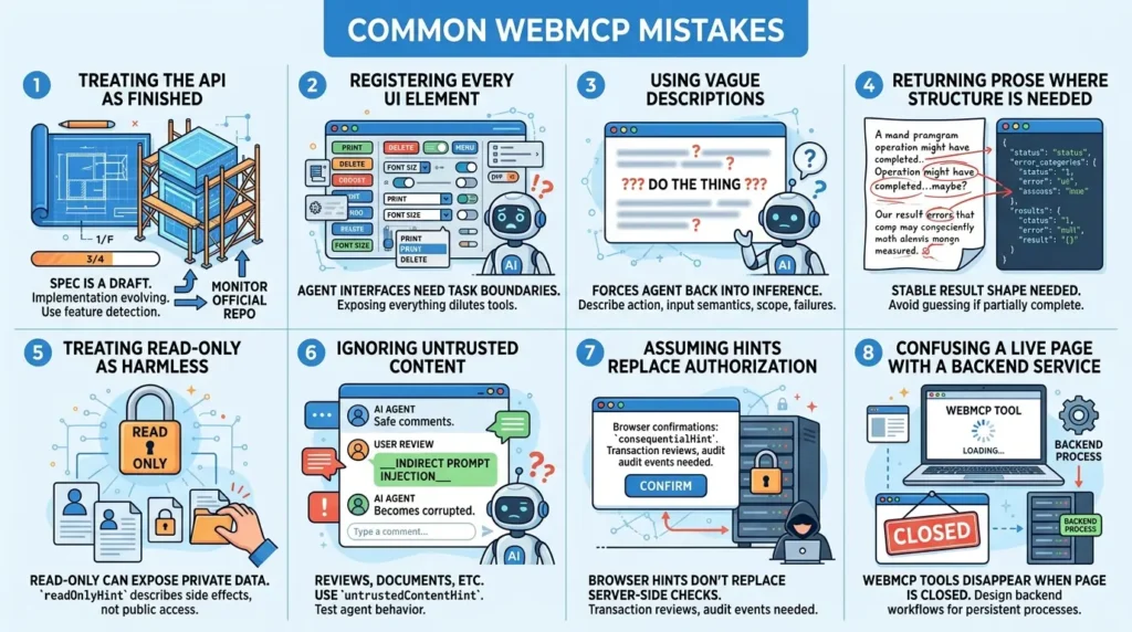 Common WebMCP integration mistakes