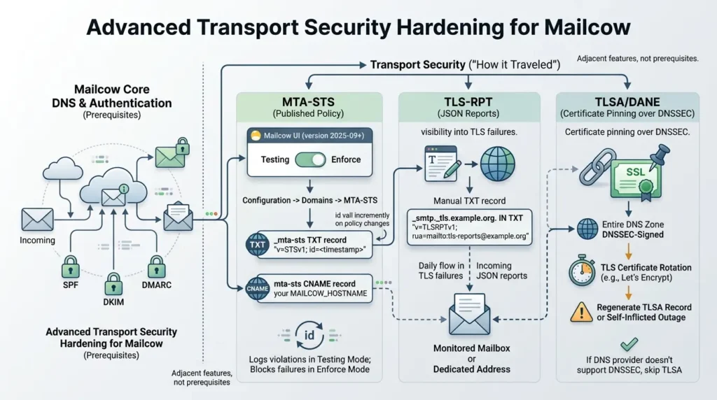Mailcow DNS Setup, Done Right: The Four Layers Behind Every Working Deployment Configuring Mailcow transport security