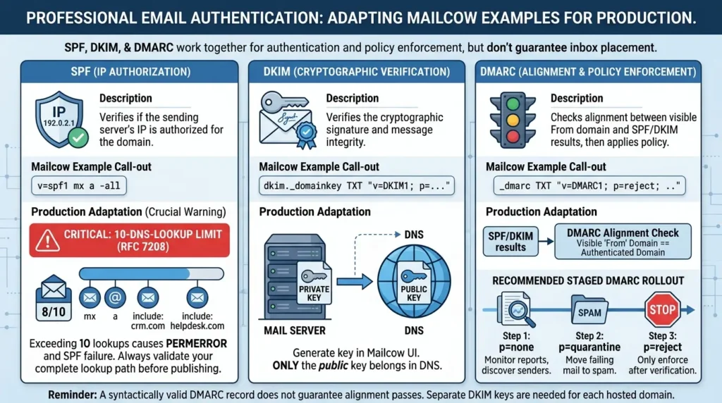 Mailcow DNS Setup, Done Right: The Four Layers Behind Every Working Deployment Configuring SPF, DKIM, and DMARC