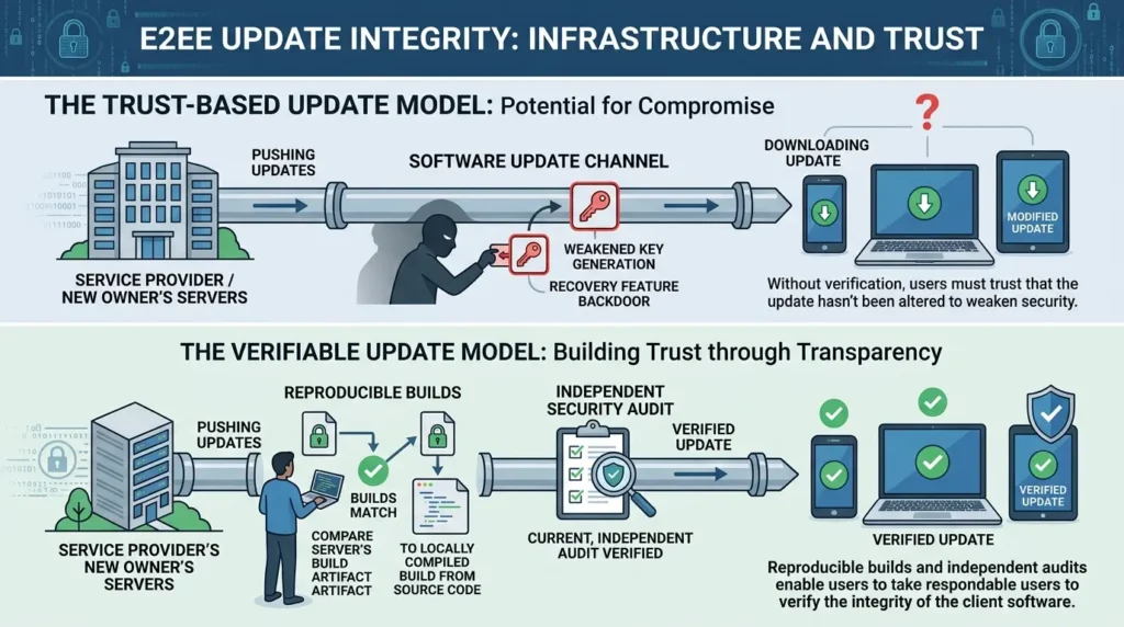 Private Cloud Storage Compared: What Happens When Your Privacy Provider Gets Acquired? E2EE update channel security risks