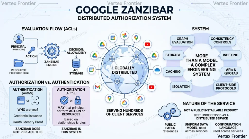 Google Zanzibar Explained: Architecture, ReBAC, Tuples, Zookies, and Open-Source Alternatives Google Zanzibar authorization system