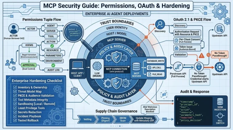 MCP Security in Production: Tool Permissions, OAuth Boundaries, and an Enterprise Hardening Checklist MCP security hardening guide