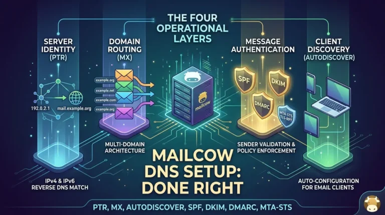 Mailcow DNS Setup, Done Right: The Four Layers Behind Every Working Deployment Mailcow DNS setup