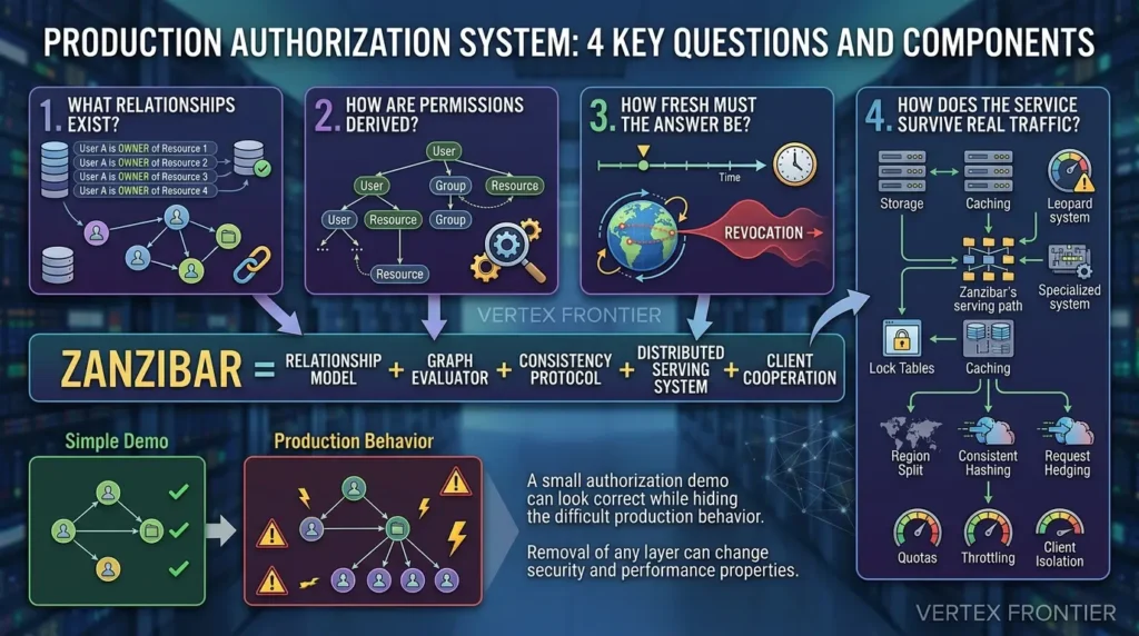 Google Zanzibar Explained: Architecture, ReBAC, Tuples, Zookies, and Open-Source Alternatives Production authorization system