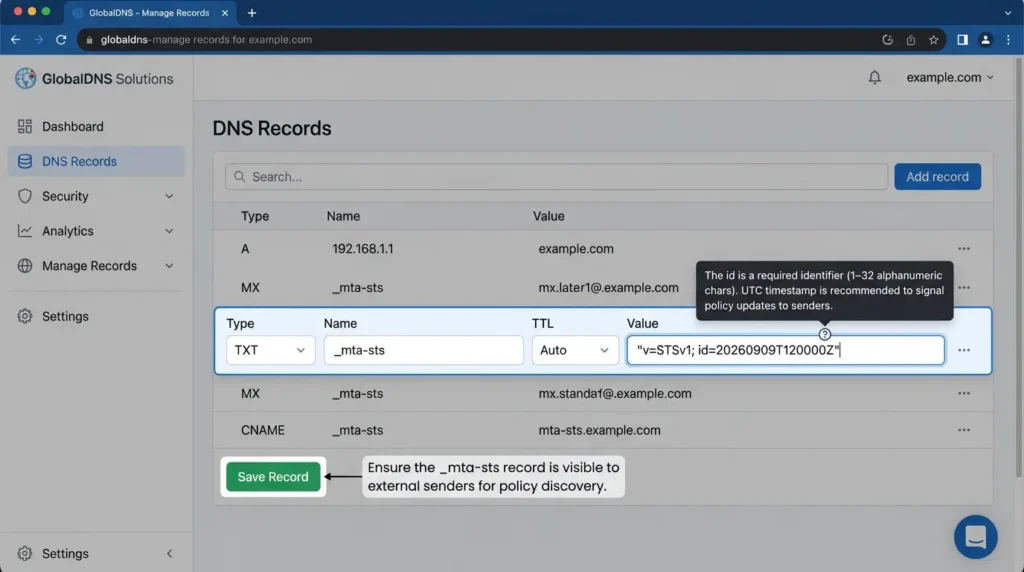 MTA-STS vs DANE for Self-Hosted Mail: Secure SMTP Delivery Without Breaking Mail Flow Publishing MTA-STS Discovery TXT Record