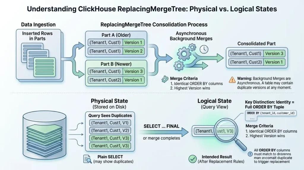 ReplacingMergeTree table Deduplication lag