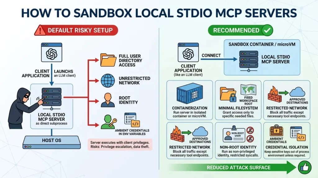 MCP Security in Production: Tool Permissions, OAuth Boundaries, and an Enterprise Hardening Checklist Sandbox local stdio servers