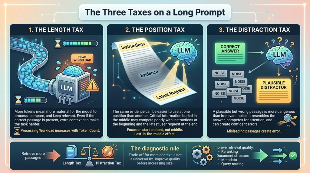Three taxes on long prompts