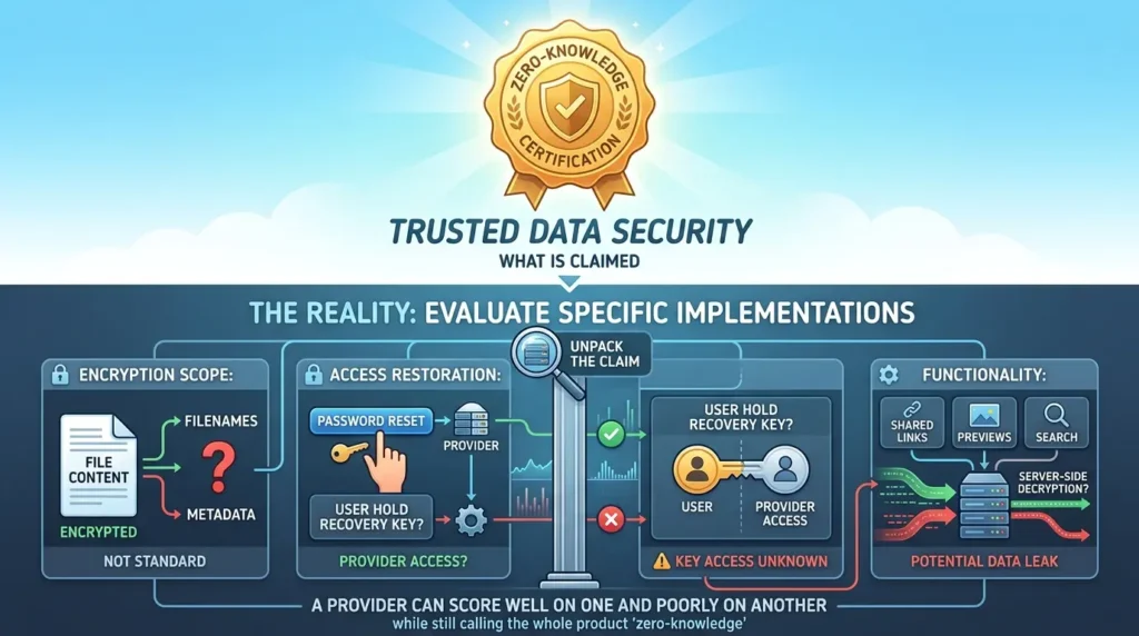 Private Cloud Storage Compared: What Happens When Your Privacy Provider Gets Acquired? Unpacking zero-knowledge marketing