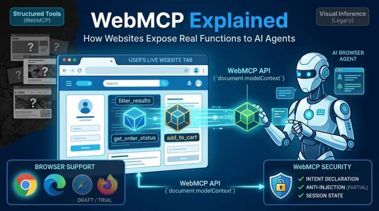 WebMCP Explained: How Websites Can Expose Their Real Functions to AI Agents WebMCP explained for AI agents