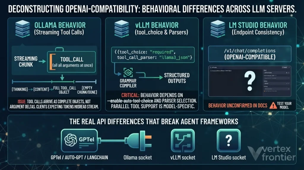 Ollama vs vLLM vs LM Studio: Serving Local LLMs Beyond the Demo API differences breaking agent frameworks