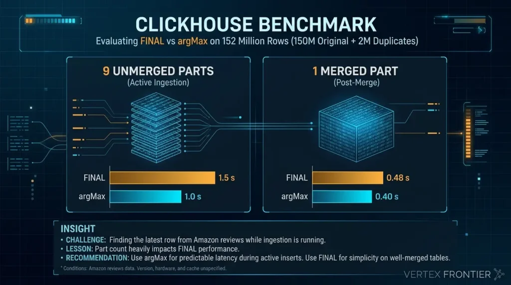 ClickHouse benchmark on 152 million rows