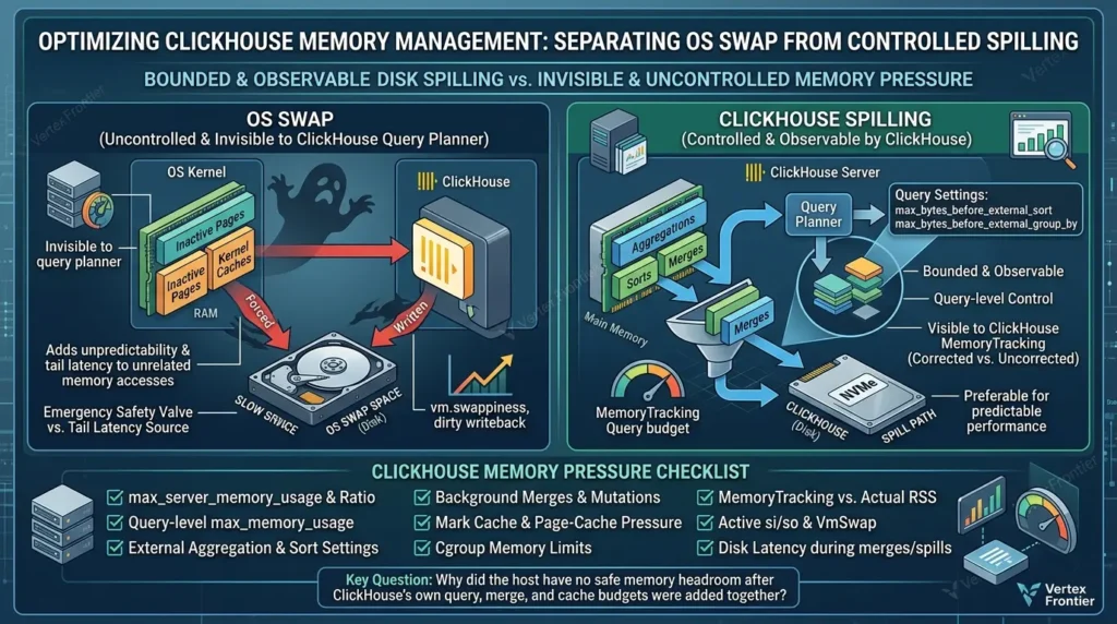 Tuning Linux vm.swappiness and Dirty Ratios for PostgreSQL and ClickHouse ClickHouse memory pressure