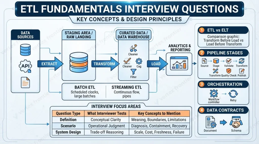 ETL Interview Questions: 50 Questions and Answers for Data Engineers ETL fundamentals interview questions