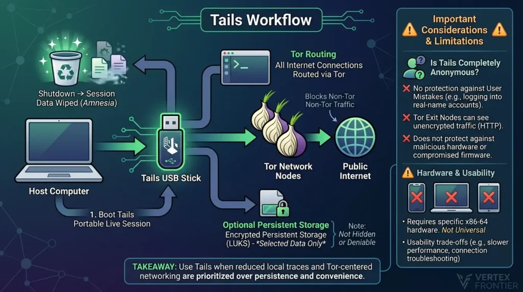 Privacy-Focused Operating Systems Compared: Linux, Tails, and GrapheneOS Tails operating system privacy workflow