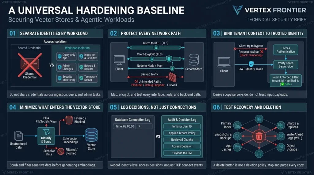 Vector Database Security: Hardening Pinecone, Qdrant, Weaviate, and pgvector Universal hardening baseline implementation